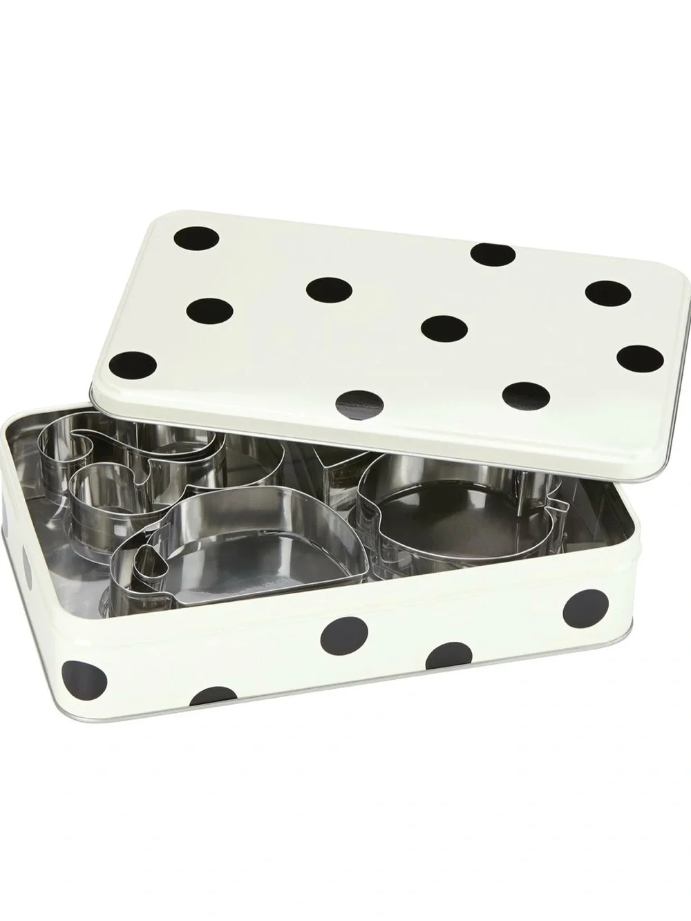 Kate Spade Cookie Cutters with Polka Dot Storage Tin NWT